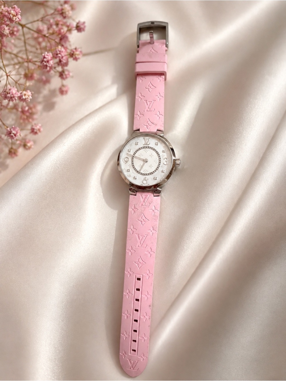 Louis Vuitton Tambour PM Pink Monogram Watch | Like New | Swiss Made | Rare